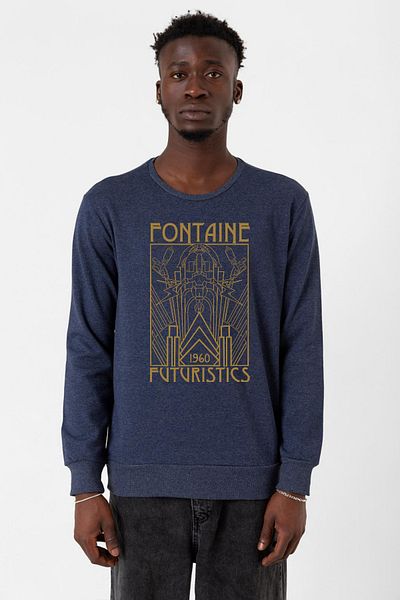 Tshirthane Мъжки суитшърт Bioshock Fontaine Futuristics в индиго цвят 2ip