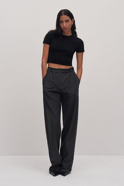 mathilda store Women's Anthracite Cos Striped Palazzo Pants