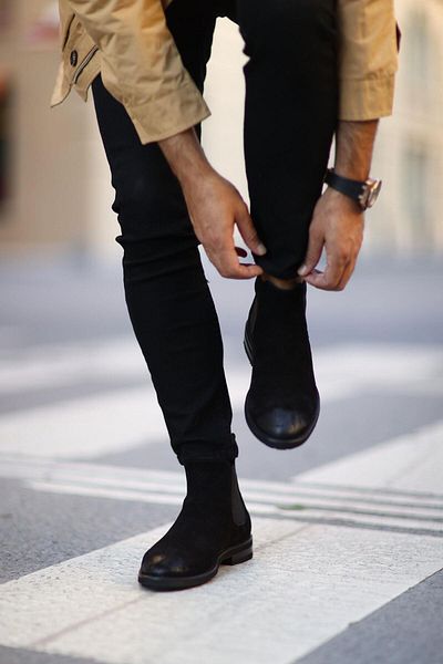 Serhat Özköroğlu Men's Chealsea Boots - Black Suede, Laceless