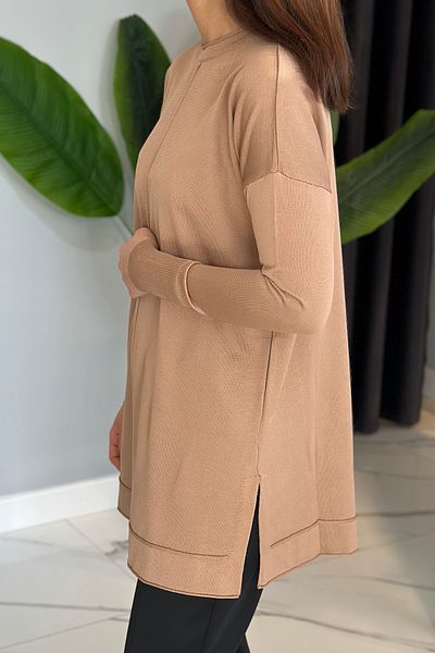 REMSA 2001 Model Brown Color Basic Knitwear Tunic