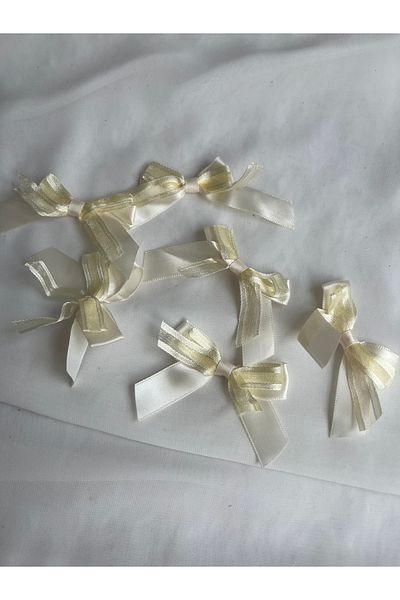 partici dükkanı 10Pcs Cream Color Double Layer Premade Bow Ribbon