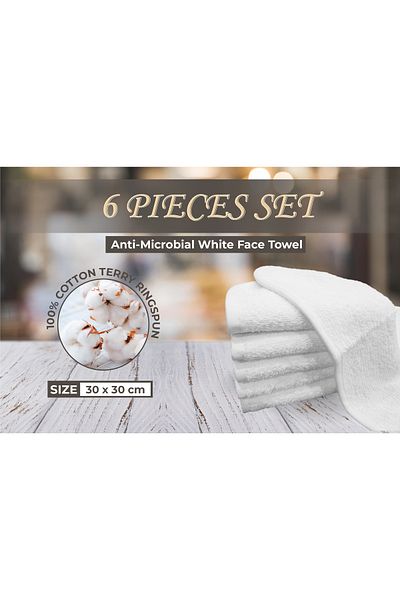 Hotel Linen Klub 6-Piece Princess Antimicrobial Face Towel, Luxury Touch and Enhanced Hygiene for Daily Use