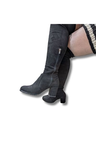 ÇİĞDEM KUNDURA Çiğdem Cizme lungi din piele de căprioară neagră cu vârf ascuțit (Ç4) - Negru - 36 - St01475-negru-36