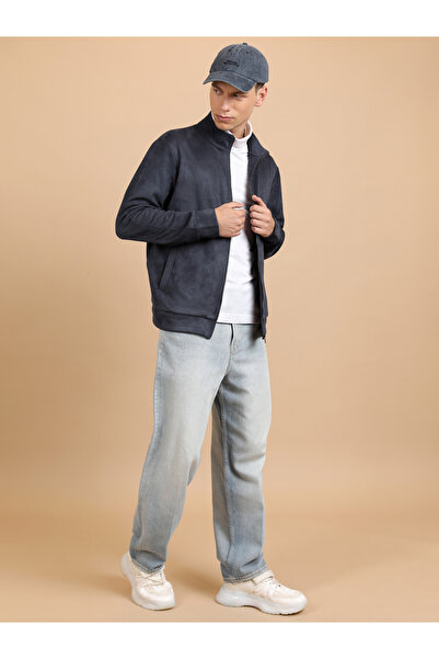 Highlander By Styli Suede Look Mock Collar Bomber Jacket