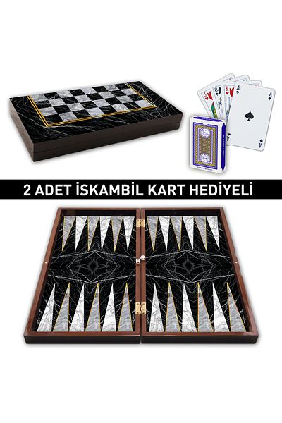 Alpsan Lotus Star Cafe Black Marble Backgammon