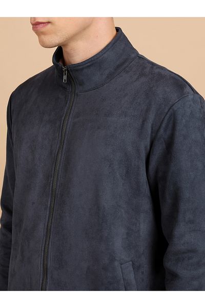 Highlander By Styli Suede Look Mock Collar Bomber Jacket