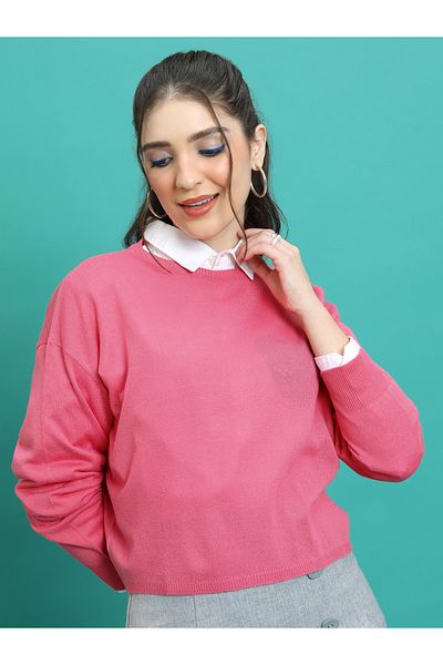 Tokyo Talkies By Styli Solid Round Neck Sweater with Long Sleeves
