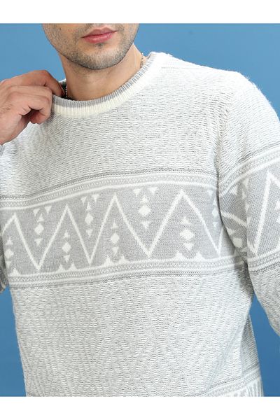 Highlander By Styli Geo Pattern Open Knit Sweater