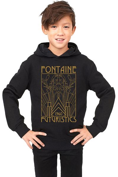 Tshirthane Bioshock Fontaine Futuristics - Детски черен суичър с качулка, 3 опашки