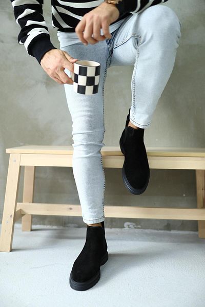 Serhat Özköroğlu - Black Suede Leather Chelsea Men's Boots