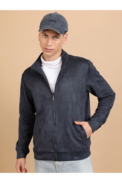 Highlander By Styli Suede Look Mock Collar Bomber Jacket