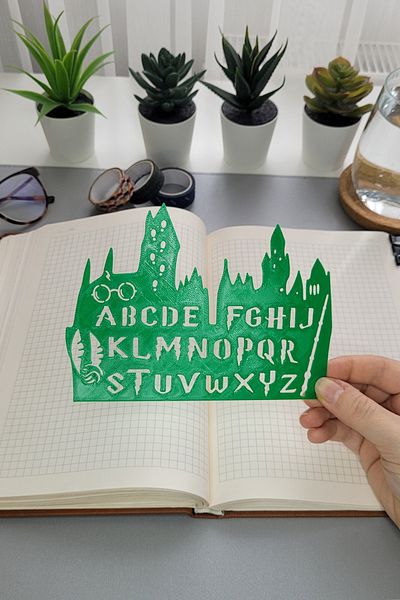 Karmelom Studio Large Small Letter and Number Template Ruler Set with Hogwarts Figure (3 Pieces)