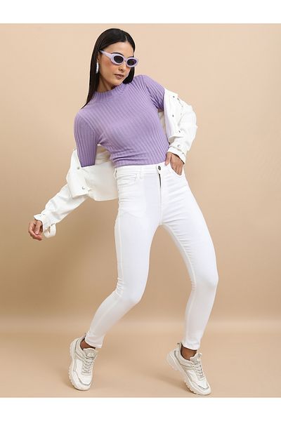 Tokyo Talkies By Styli Ribbed Knit High Neck Sweater
