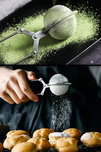 SOULFLY Practical Stainless Steel Flour Cocoa Powder Sugar Sieve And Herbal Tea Brewing Strainer With Tongs Tea Strainer