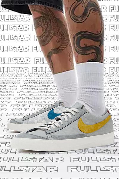 Nike Blazer Low '77 Leather Sneaker Genuine Leather Casual Sneakers Shoes Gray