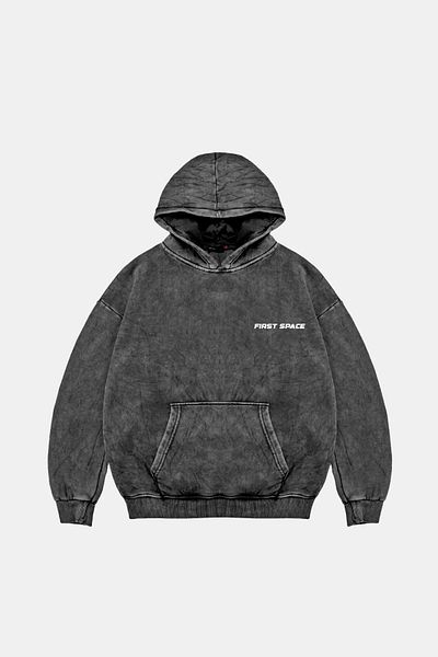 Bak Moda Hanocă neagră lavabilă unisex oversize cu imprimeu First Space