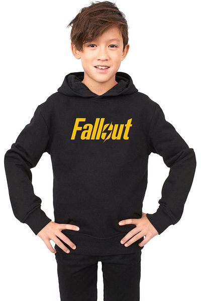 Tshirthane Черно детско суичър с качулка Fallout Lettern 3ip