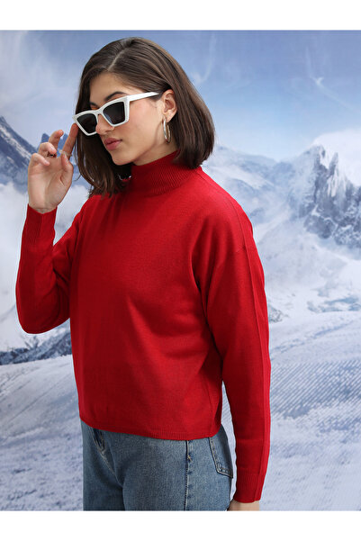 Tokyo Talkies By Styli Ribbed High Neck Sweater with Long Sleeves