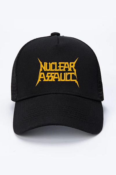 Tshirthane Черна мрежеста шапка с букви Nuclear Assault