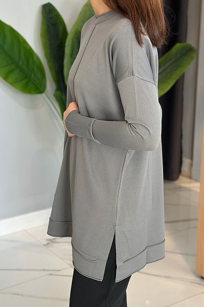 REMSA 2001 Model Gray Baisc Knitwear Tunic