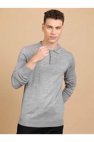 Highlander By Styli Collared Knit Sweater with Half-Button