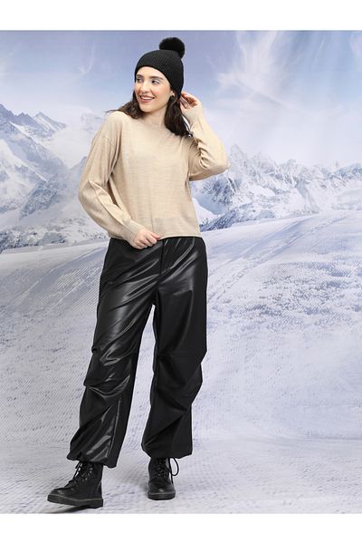 Tokyo Talkies By Styli Solid Drop Shoulder Round Neck Sweater