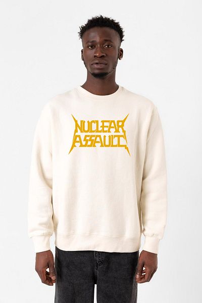 Tshirthane Ανδρικό φούτερ Nuclear Assault Lettern Ecru 2ip