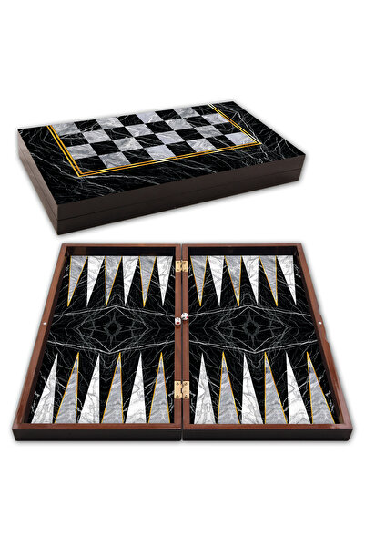 Alpsan Lotus Star Cafe Black Marble Backgammon