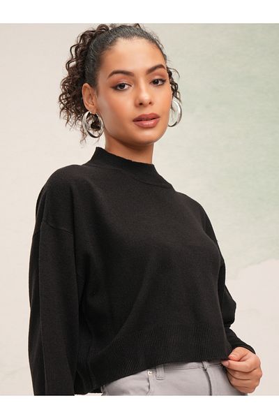 Tokyo Talkies By Styli Solid High Neck Sweater
