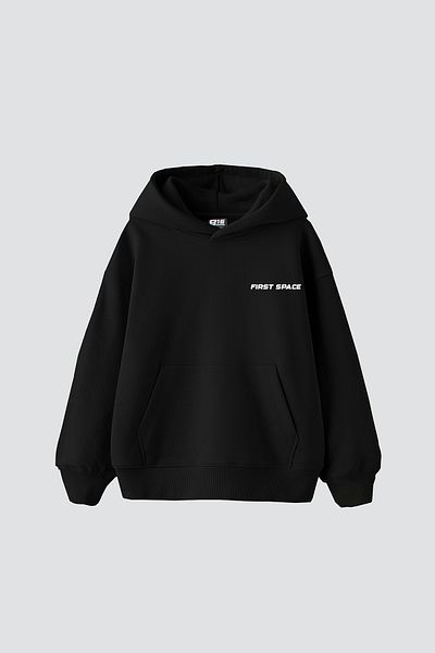 Bak Moda Hanocă neagră unisex oversize cu imprimeu First Space