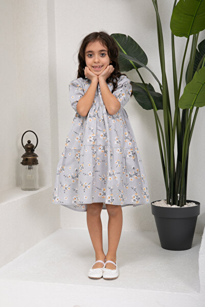 KÜÇÜĞÜM BUTİK Ανοιξιάτικο φόρεμα για κορίτσια σε γκρι στρώσεις
