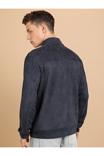 Highlander By Styli Suede Look Mock Collar Bomber Jacket