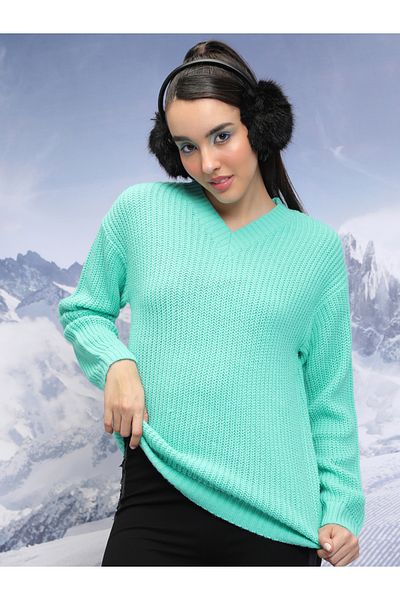 Tokyo Talkies By Styli Relaxed Fit Solid Sweater with Dropped Shoulder
