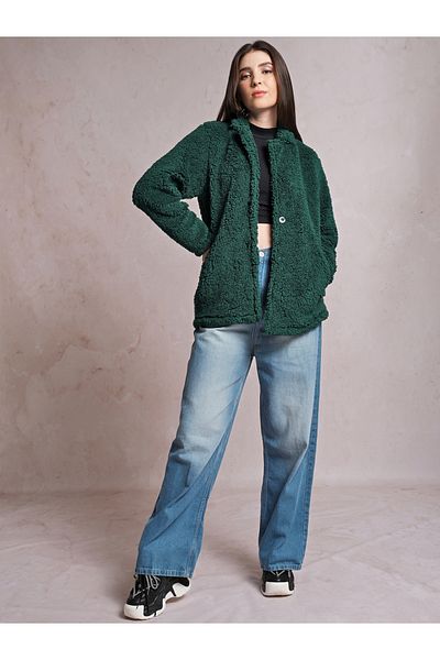 Tokyo Talkies By Styli Collared Long Sleeve Bomber Jacket