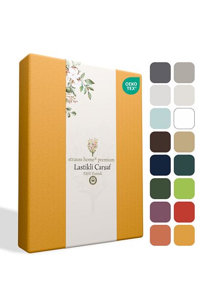Strauss Home Premium Single/Double Fitted Sheet - 100% Cotton, Special Combed Cotton, Oeko-Tex