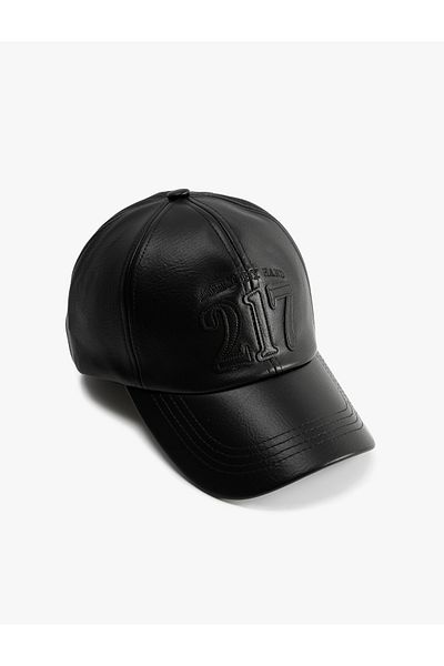 Koton Faux Leather Embroidered Cap Hat