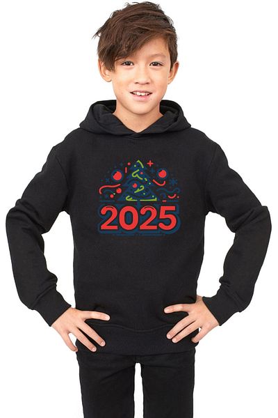 Tshirthane Честита Нова Година 2025 - Детски суичър Essential Black 3ip