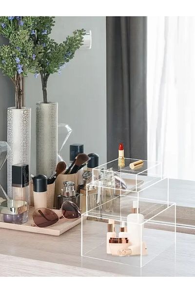 Pleksi Marketi Clear Acrylic Stand & Organizer - Decorative Multi-Purpose Organizer (Set of 3)
