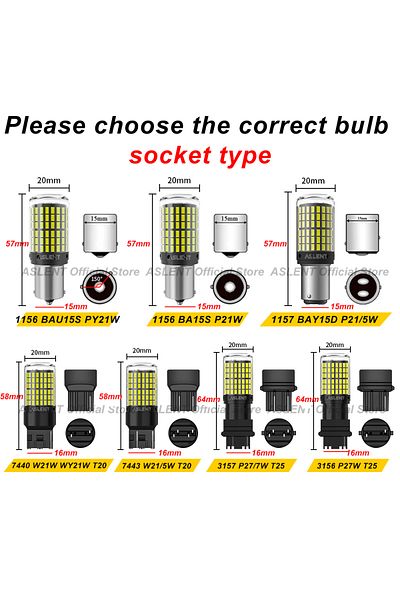 Choice 2pcs 1156 BA15S P21W BAU15S PY21W T20 7440 W21W 3157 1157 P21/5W W21/5W LED Bulbs 144smd Led CanB...