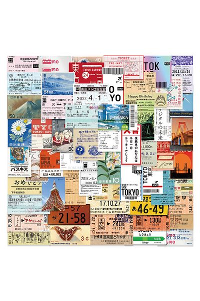 Choice 60pcs 60pcs Tokyo Travel Souvenir Ticket Graffiti Stickers Cartoon Decals Kids Toy Diy Suitcase Scra