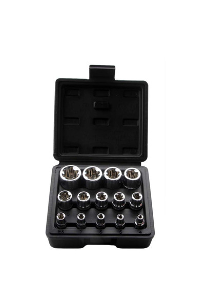 XMSJ 1 SET-BLACK 4/5/14PCS Female E Star Torx Socket Set E4-E24 E-Torx External Hex Socket Insert Nut