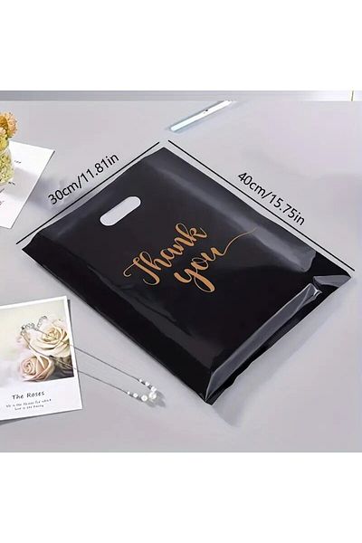 Choice Black 40x30cm 40x30x0.1cm 20pcs Extra Thick Reusable Plastic Thank You Bags Perfect Gifts Retail Sho