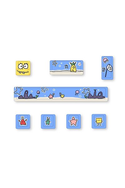 Choice Beige Cute Theme Personalized Addition Key Cap Eight Piece Set With Five Sides Of Thermal Sublimatio