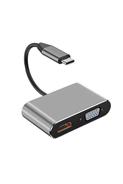 Choice محول 4 في 1 من النوع C إلى محول HDMI VGA USB 3.0 متعدد المنافذ من النوع C مع محول PD من النوع C