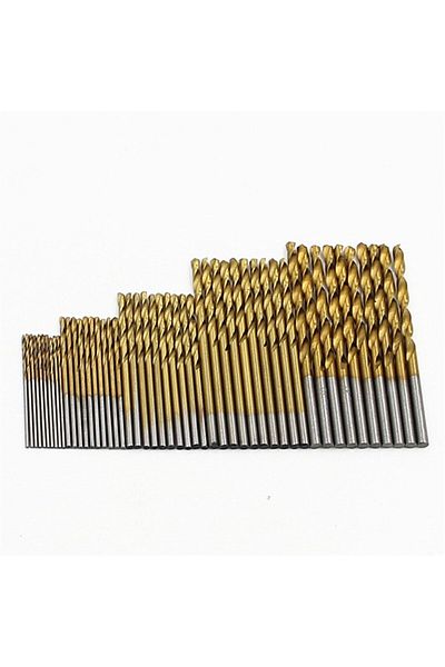 Choice 50pcs 50pc Titanium Plated Twist Drill Set 1-3mm Small Drill Bit Electric Drill Drill Tool Diy Woodw