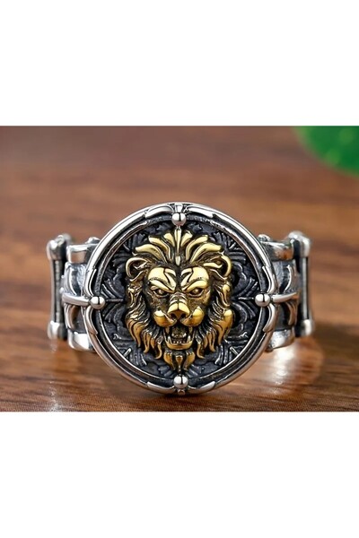 3AS Lion Figured Steel Ring - Adjustable to Your Finger