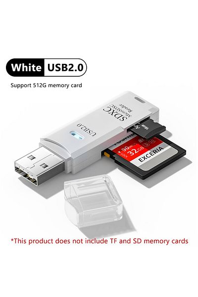 Crouch قارئ بطاقات USB 2.0 أبيض قطعتان 2 في 1 USB 3.0 قارئ بطاقات USB 3.0 إلى Sd Tf قارئ بطاقات ذاكرة USB فلاشة