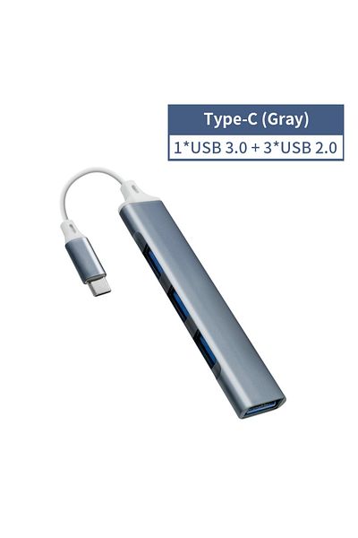 Choice Type C Gray 4 Port Multi Splitter Type C Hub 3.0 Usb 3.1 Adapter Otg For Xiaomi Lenovo Macbook 13 15