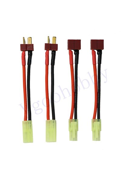 Choice 2 Pairs Mini Tamiya Style Connector To T Plug Male Female 16awg Silicone Cable Wire Adapter For R...
