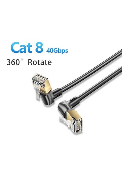 Choice Cat 8 Round Cable 0.5m Package 1 Vention Cat8 Ethernet Cable 40gbps 2000mhz 360 Degree Rotate Cat 8